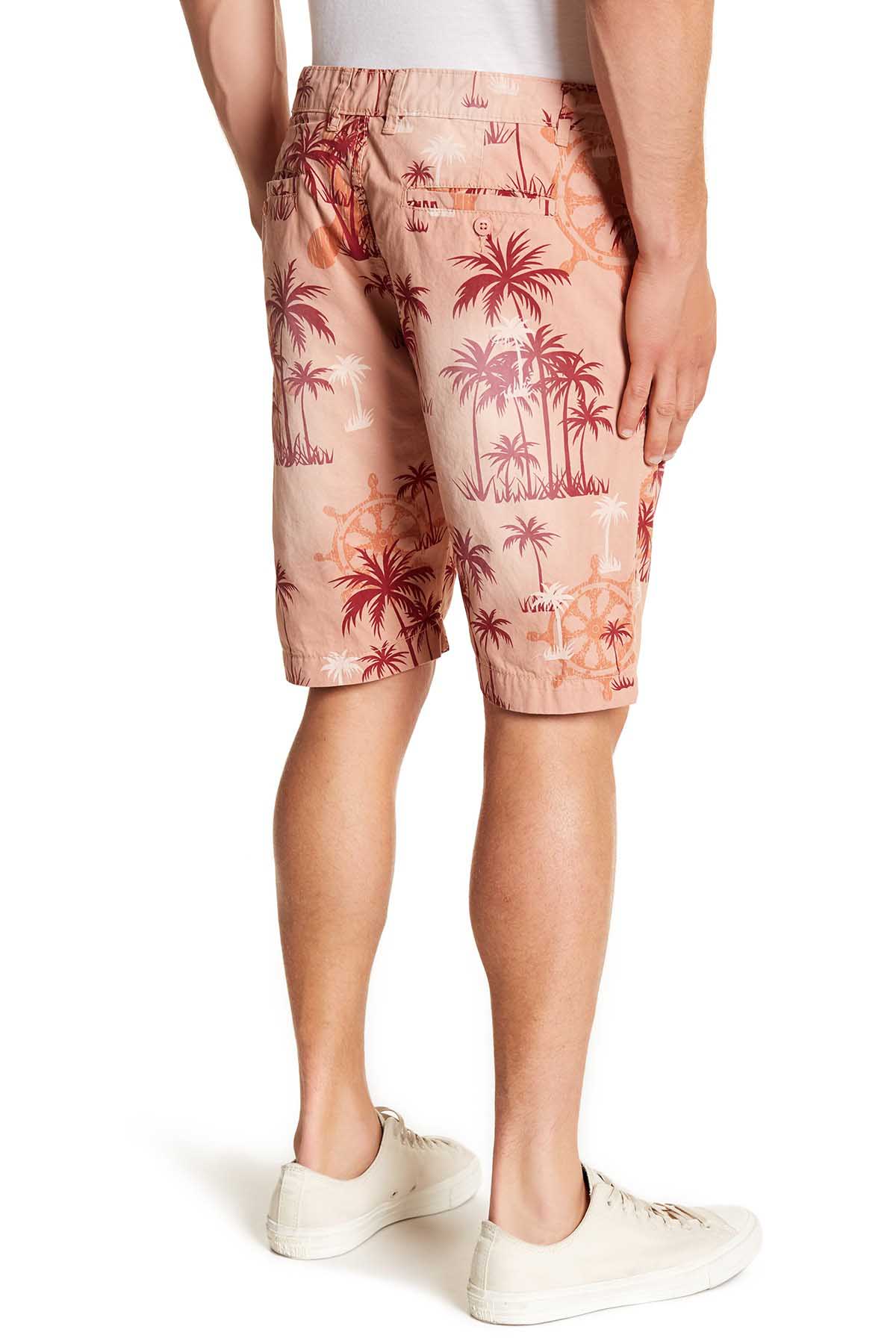 Pop Icon Orange Palms Floral Flat Front Short