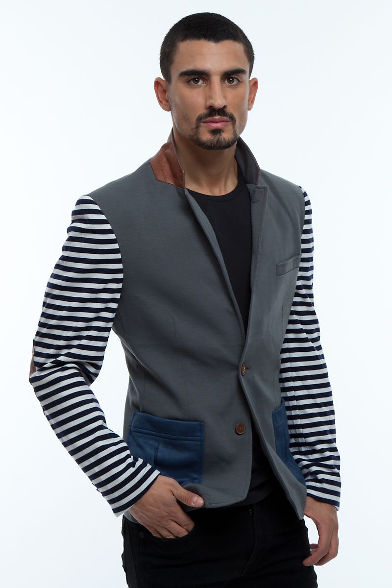 Smash Grey Elbow Patch Blazer Jacket