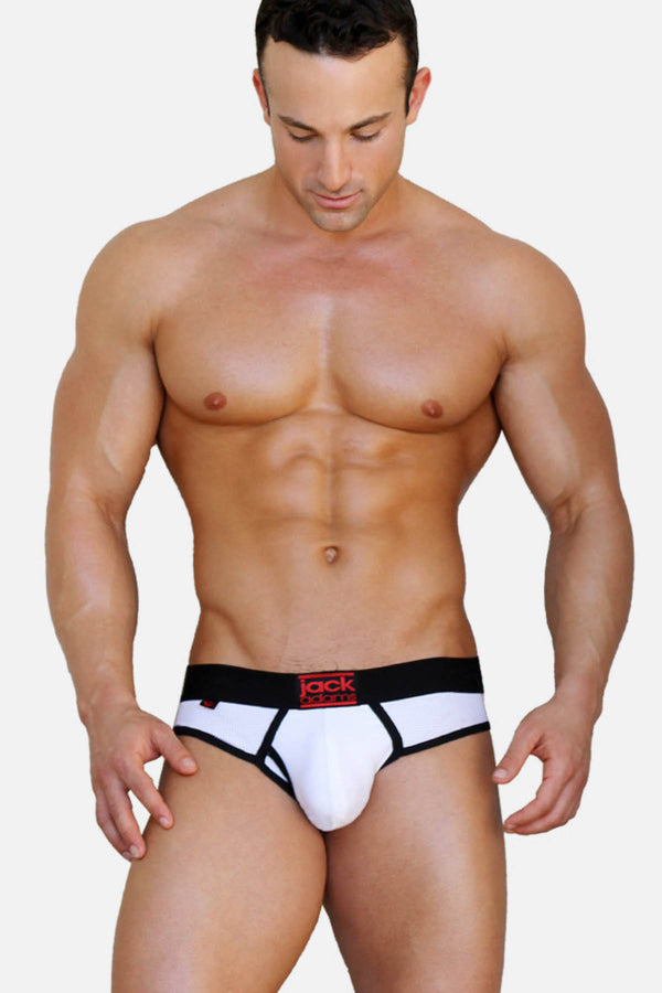 Jack Adams White & Black Bodyflex Mesh Contour Brief