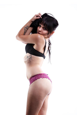 Jezebel Burgundy Lace Butterfly Thong thumbnail 3