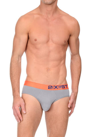2(X)IST Grey & Orange Electric Cotton Stretch Brief