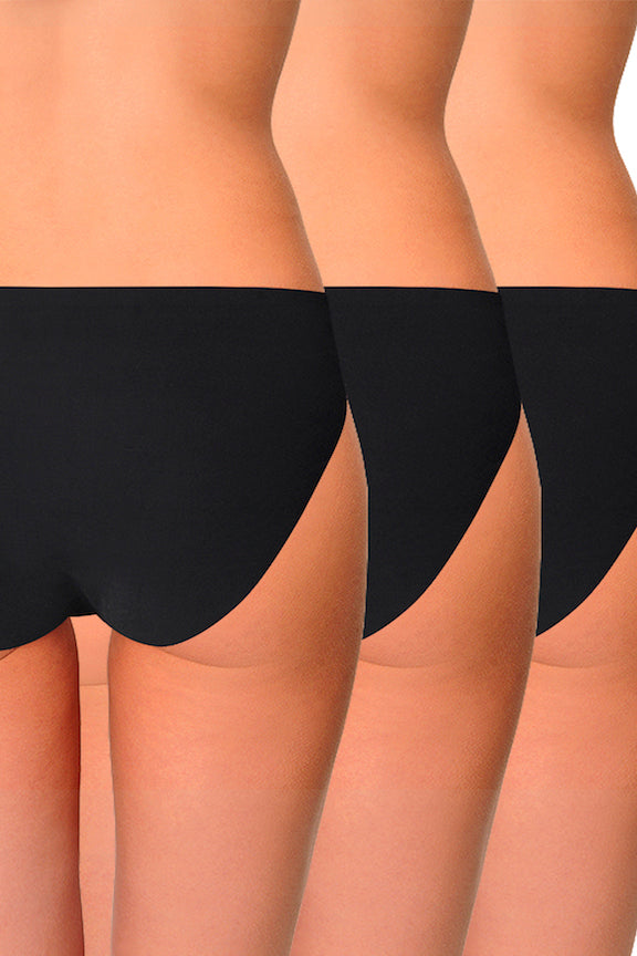 AQS Tropical-Black Laser Cut Bikini Brief 3-Pack