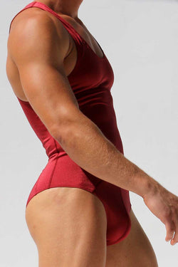 Rufskin Burgundy Shang Shiny Spandex Cut-Out Bodysuit thumbnail 2