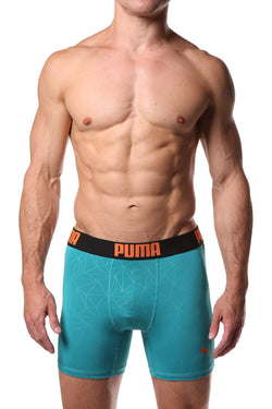 PUMA Teal Geometric Print Boxer Brief thumbnail 1