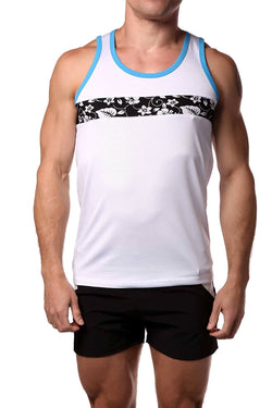 Freedom Reigns White/Hawaiian-Print Aloha Tank Top thumbnail 1