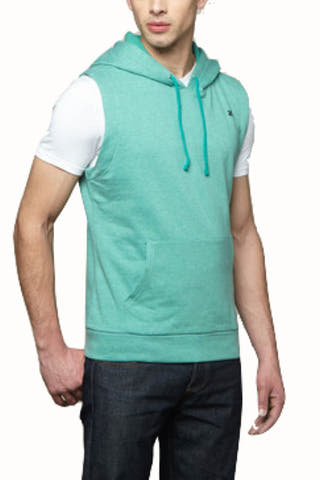 Zutoq Green Zasted Sleeveless Hoodie