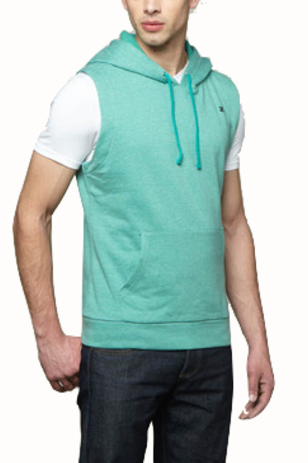 Zutoq Green Zasted Sleeveless Hoodie