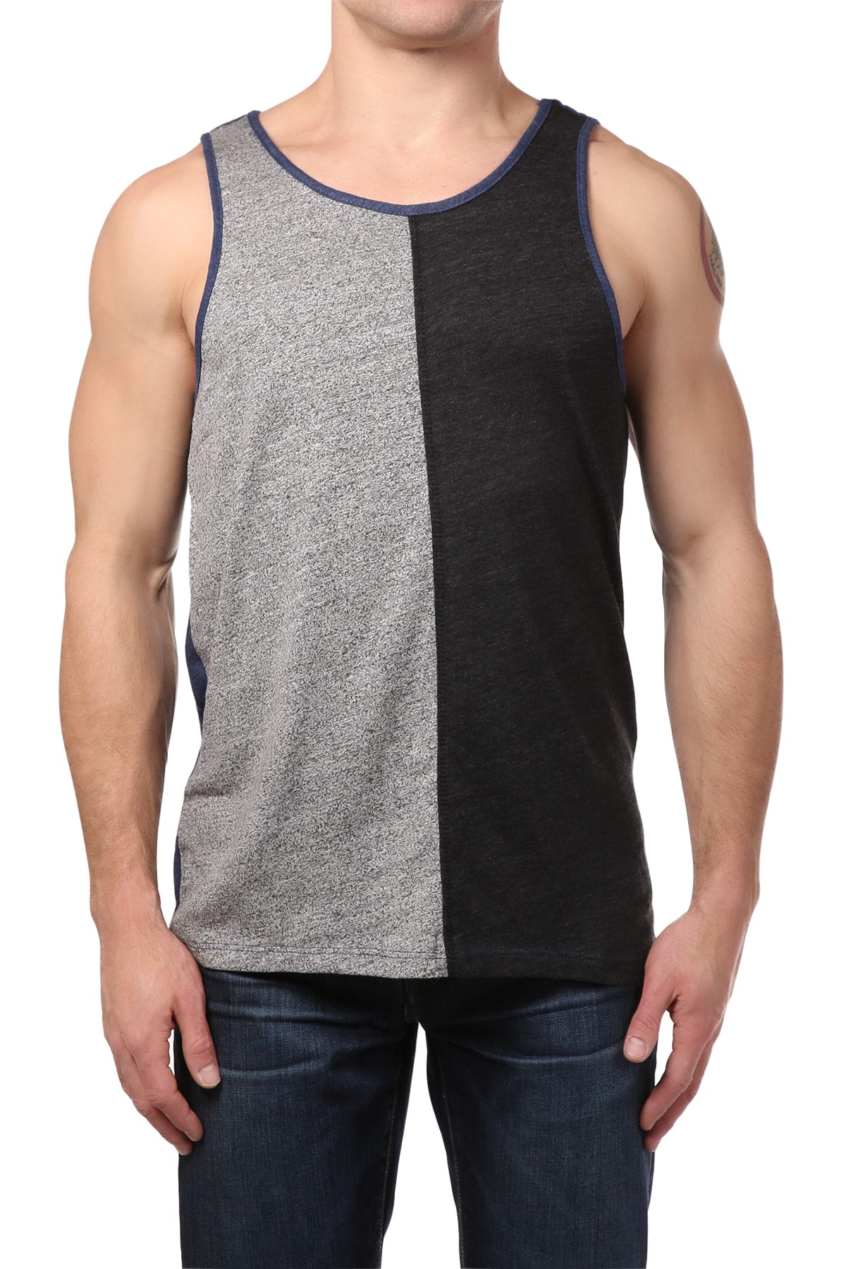 Black Hearts Brigade Heather Grey Color-Blocked Tank Top