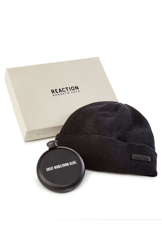 Kenneth Cole Reaction Men's Flask & Beanie Gift Set