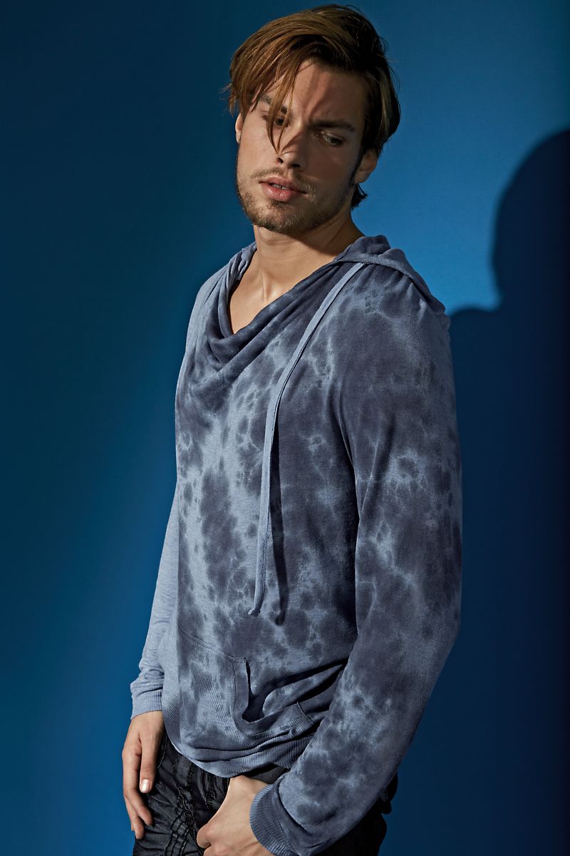 Andres Velasco Blue Tie-Dye Long-Sleeve Shirt