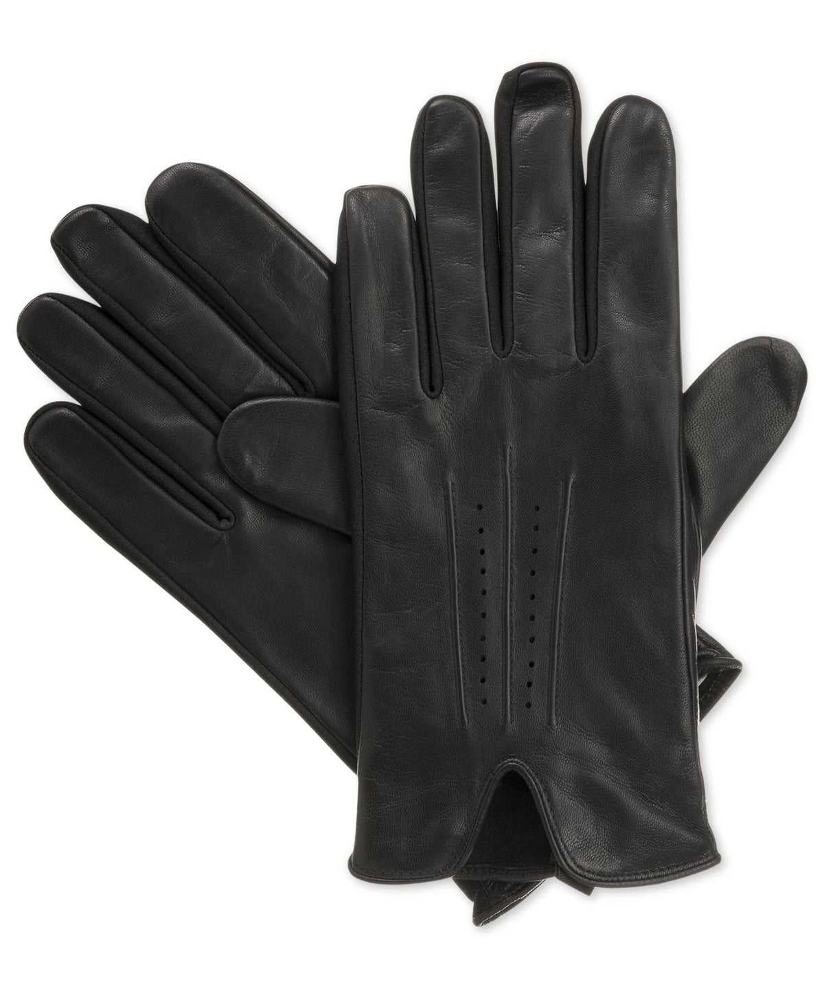 Isotoner Signature SmarTouch Stretch Leather With Perfs And Watch Vent Black Large