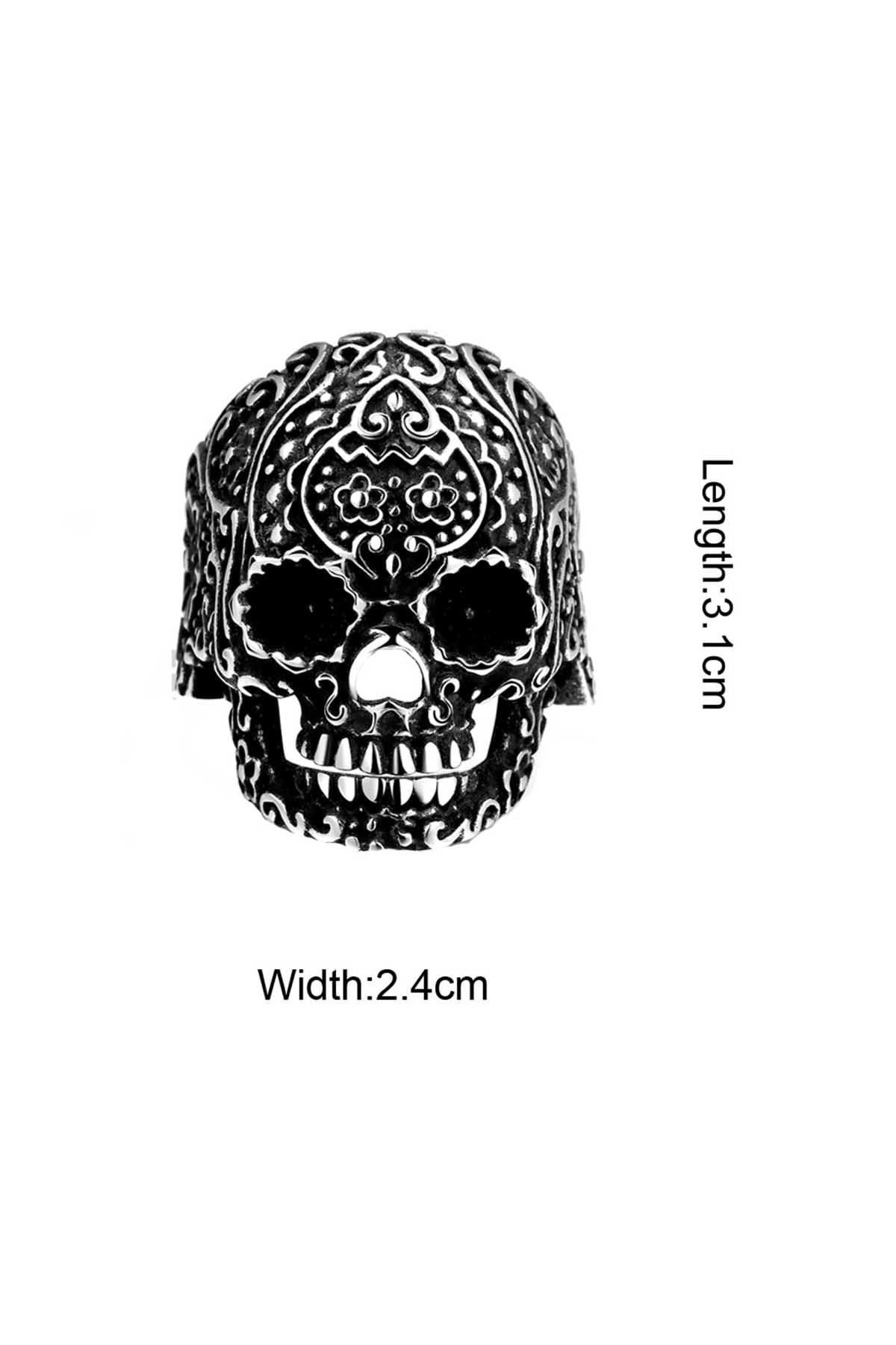 Gomaya Aztec Skull Stainless Steel Ring