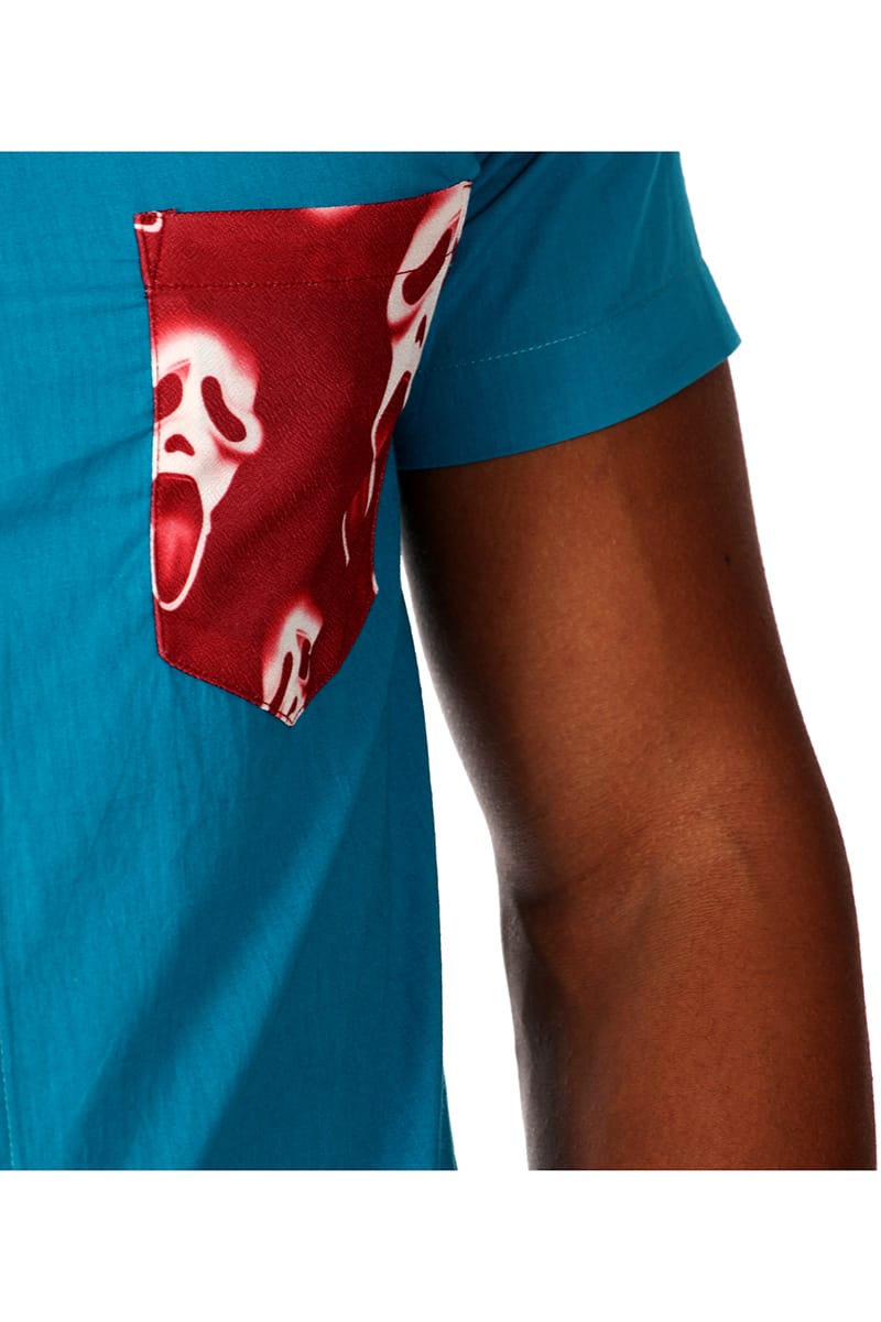00 Nothing Blue Skull Red Button-Up