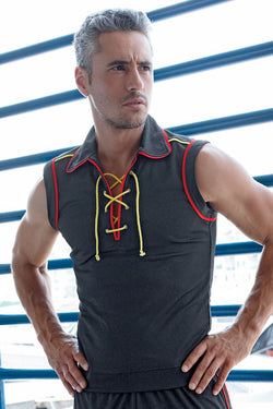 Body Tech Black Lace-Up Polo Shirt thumbnail 1