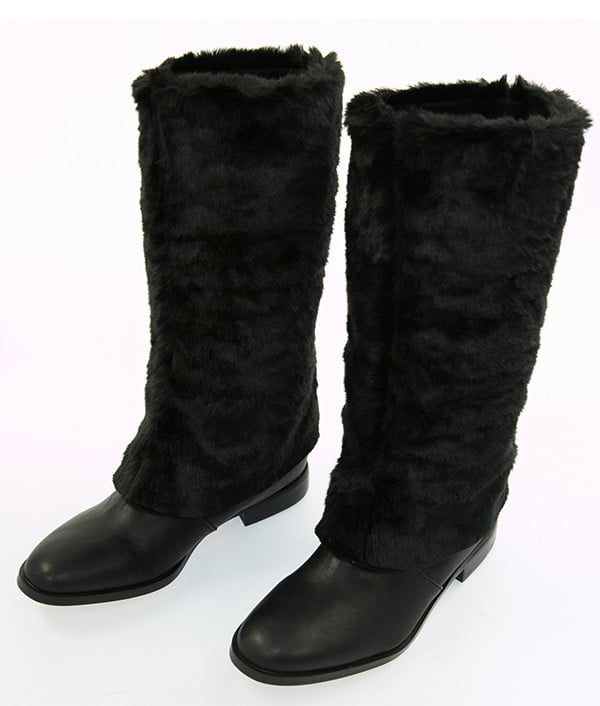 Victoria's Secret Black Boot With Fur Overlay