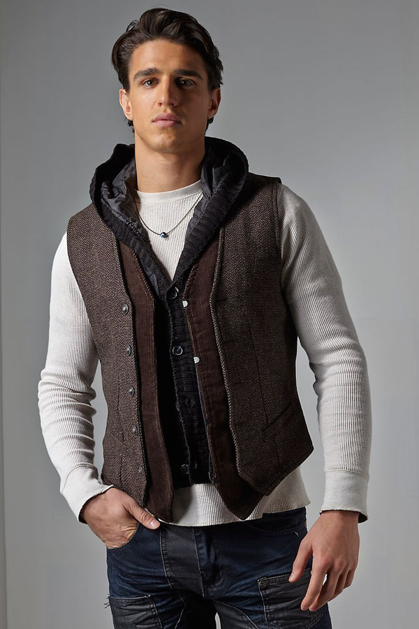 RNT23 Brown Hooded Vest