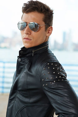 American Stitch Black Faux-Leather Moto Jacket thumbnail 2