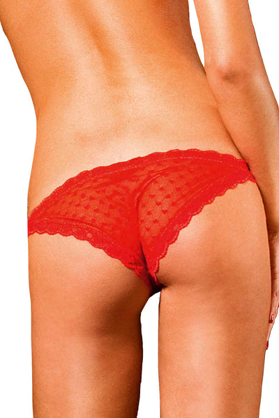 Baci Red French Cut Heart Mesh Bikini