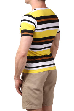 Manview Yellow Striped V-Neck Tee thumbnail 2