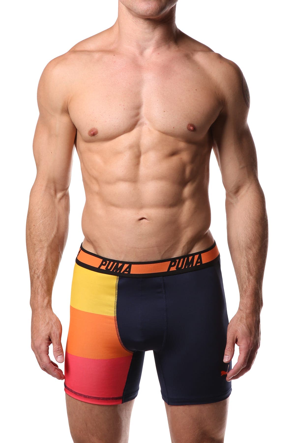 PUMA Navy & Orange Multi Side Panel Boxer Brief