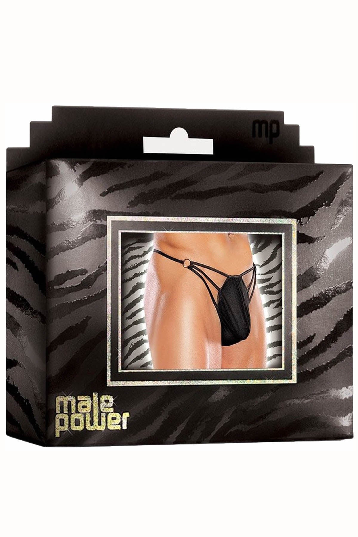 Male Power Black Nylon-Lycra G-Thong