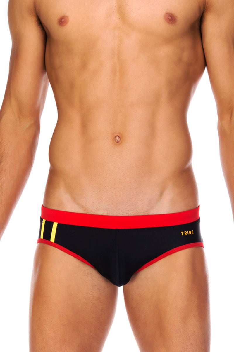Tribe Black & Red Indian Lo Rise Swim Brief