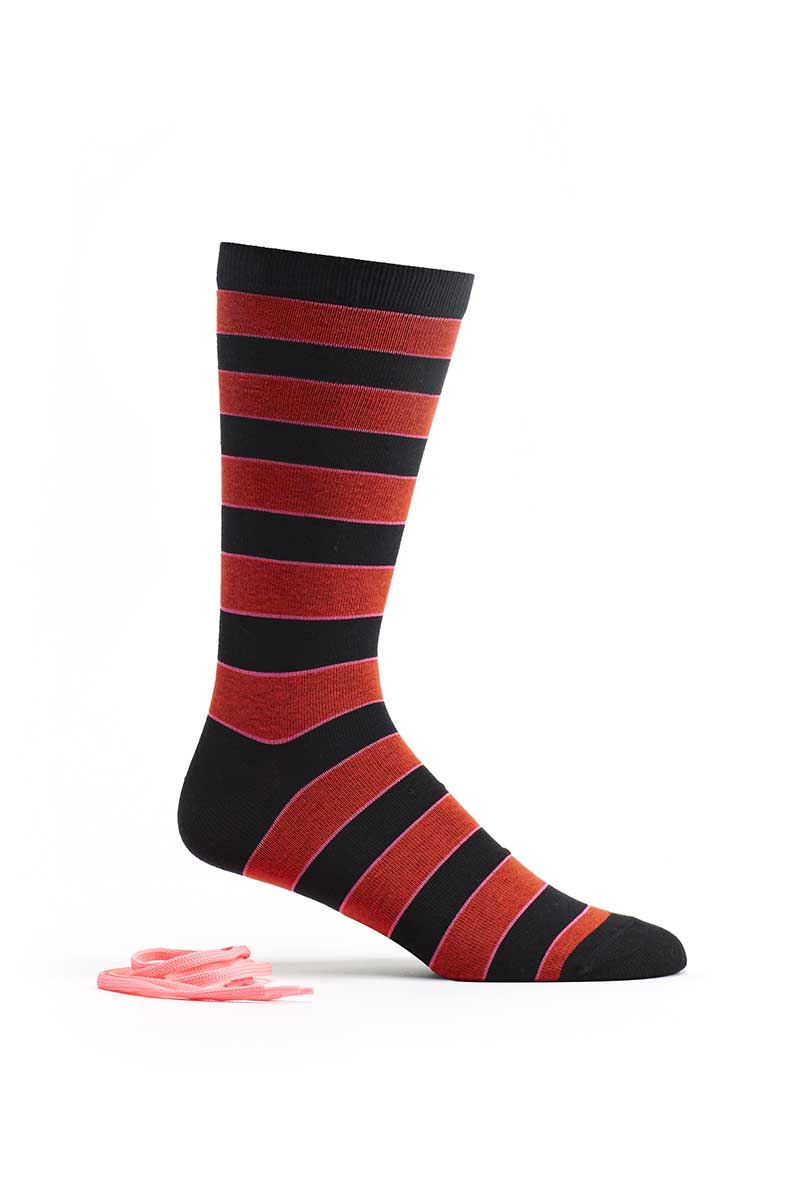 Ozone Black Neon Stripe Crew Sock w/ Laces