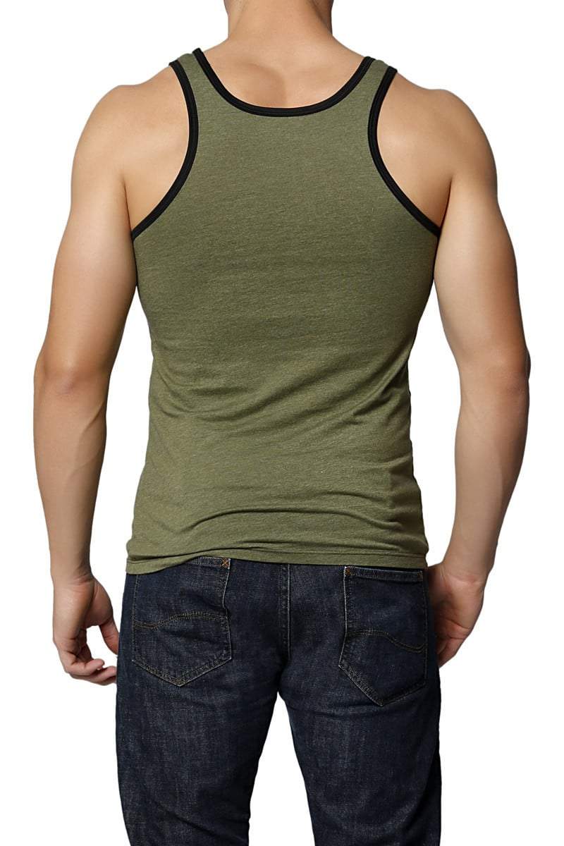 Y.M.L.A. Army Green Contrast Trim Tank