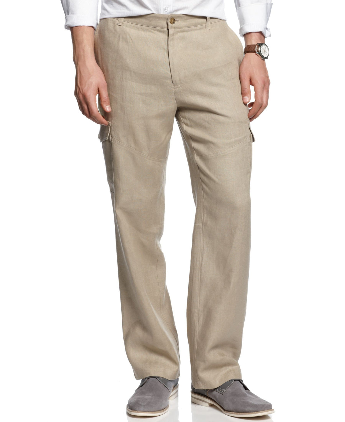 INC International Concepts Pants, Linen Cargo Pants Khaki