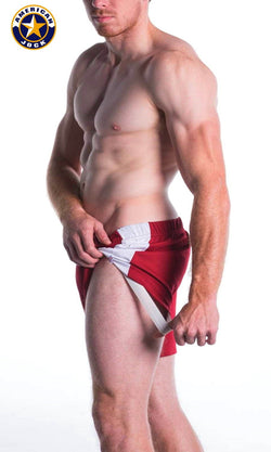 A J Burgundy Relay Short W/Built-In Jockstrap thumbnail 1