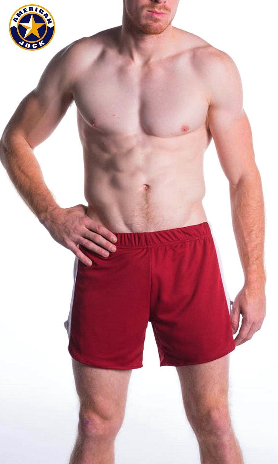 A J Burgundy Relay Short W/Built-In Jockstrap