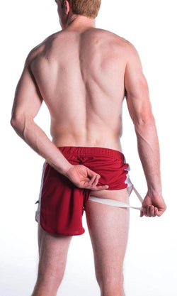 A J Burgundy Relay Short W/Built-In Jockstrap thumbnail 4