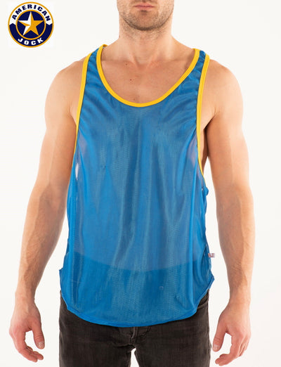 A J Competitor Track Muscle Tank Royal / Yellow 8015
