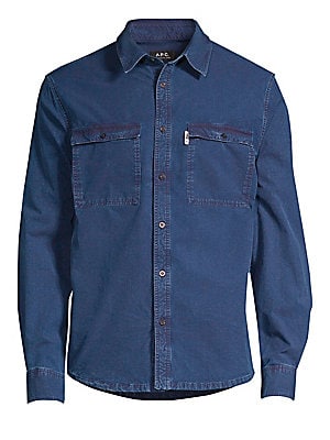 A.P.C. Men's Long-Sleeve Denim Button-Down Shirt - IndigO