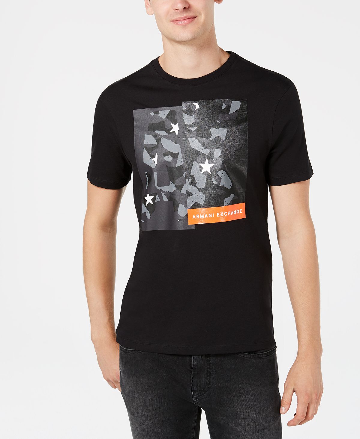 A|x Armani Exchange | Camo Block Logo Graphic T-shirt Black