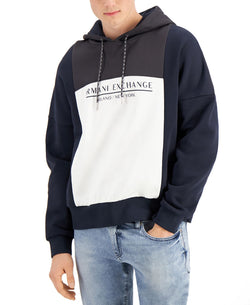 A|x Armani Exchange | Colorblocked Logo Hoodie Asphalt/deep Navy thumbnail 1