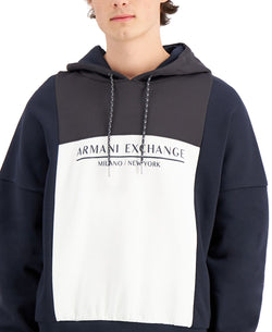 A|x Armani Exchange | Colorblocked Logo Hoodie Asphalt/deep Navy thumbnail 3