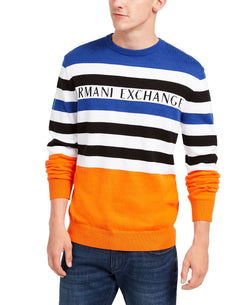 A|x Armani Exchange | Regular-fit Colorblocked Stripe Logo Sweater Flame Multi Color Stripe thumbnail 1