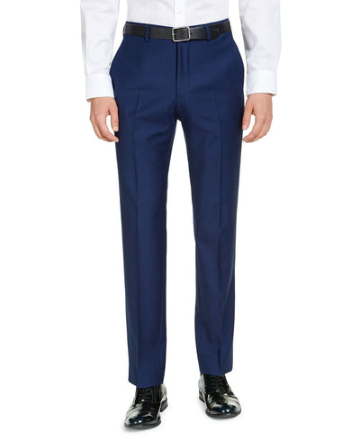 A|x Armani Exchange | Slim-fit High Blue Pindot Wool Suit Pants Navy