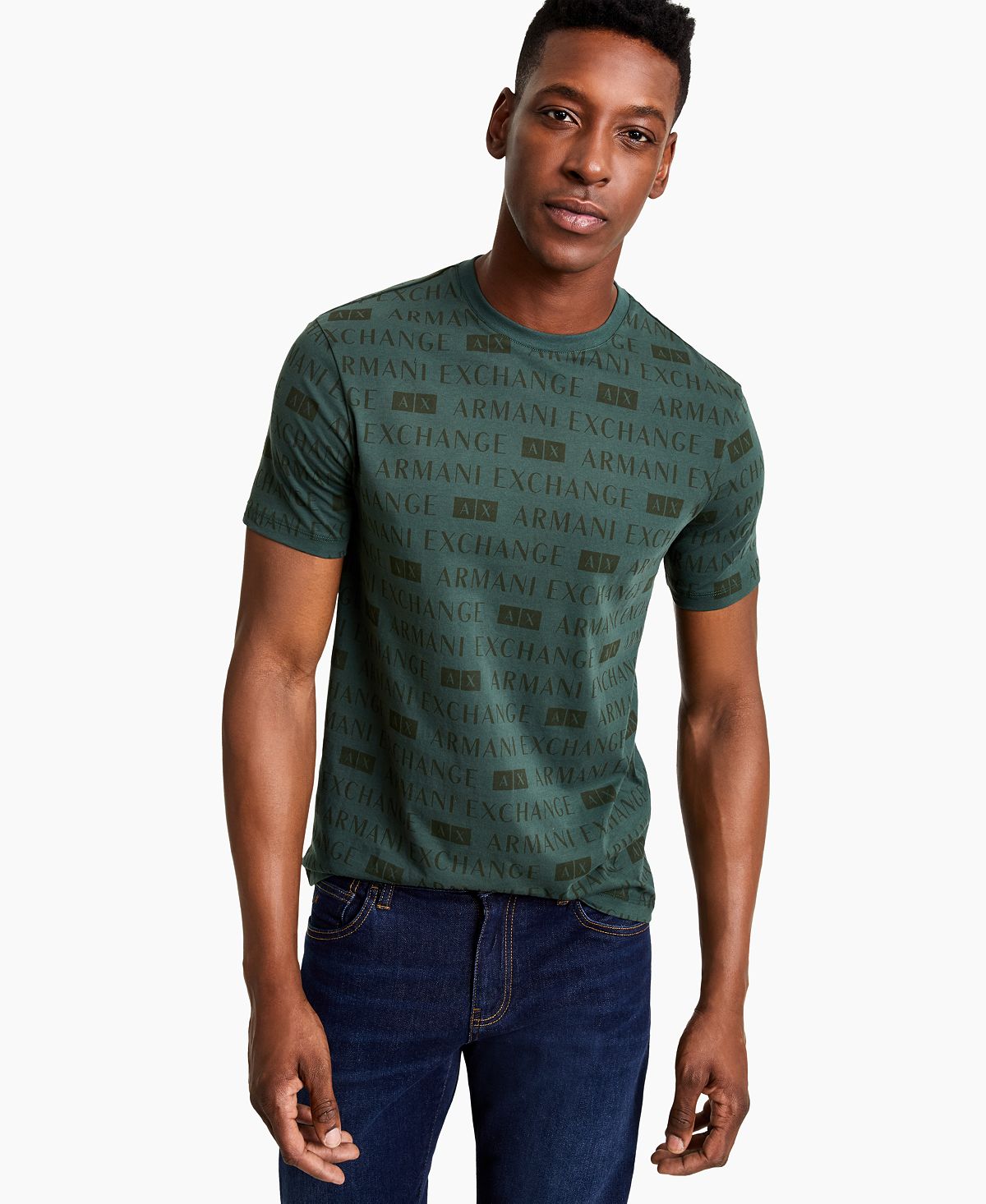 A|x Armani Exchange | Tonal Logo Graphic T-shirt Deep Forest