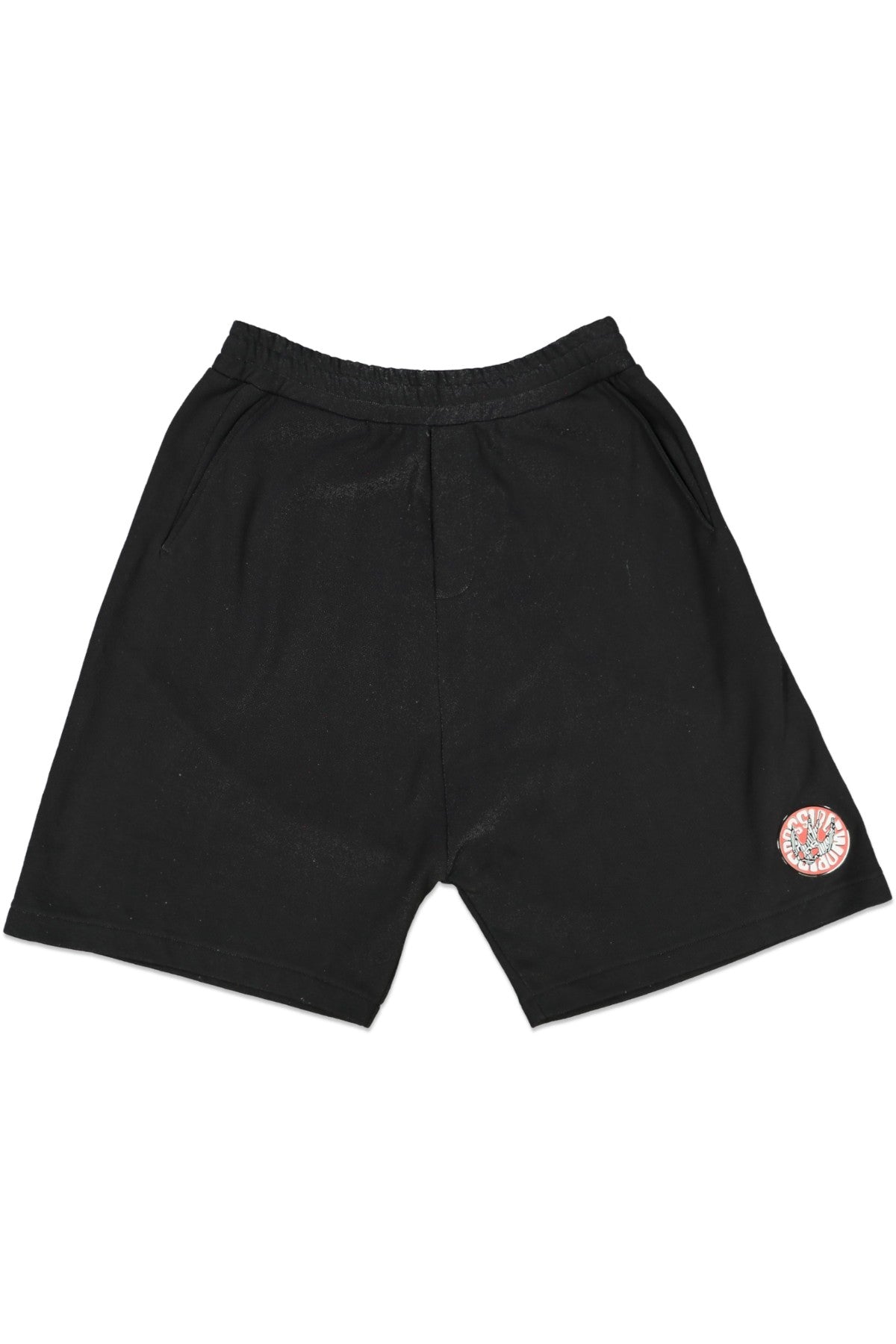 ALEXANDER MCQUEEN LOW CROTCH PATCH DETAIL BLACK SHORTS