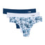 AQS 3Pk Blue Flowers Laser Cut Thong