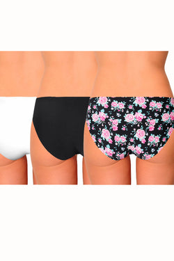 AQS 3Pk Flowers Laser Cut Bikini Brief thumbnail 3