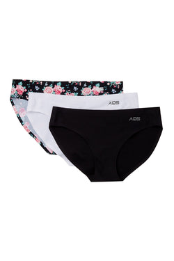 AQS 3Pk Flowers Laser Cut Bikini Brief thumbnail 2
