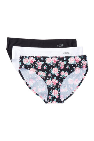 AQS 3Pk Flowers Laser Cut Bikini Brief
