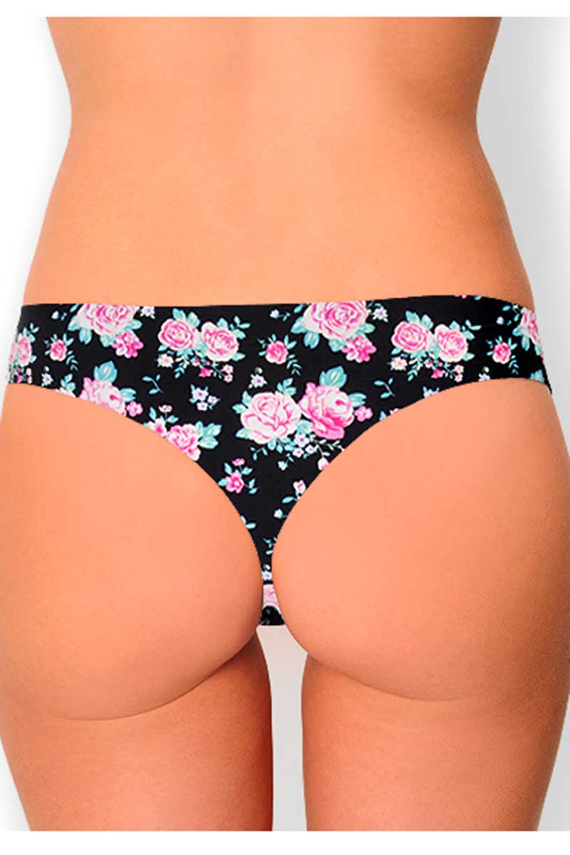 AQS 3Pk Flowers Laser Cut Thong