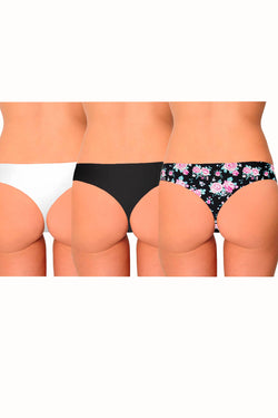 AQS 3Pk Flowers Laser Cut Thong thumbnail 2