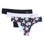 AQS 3Pk Flowers Laser Cut Thong