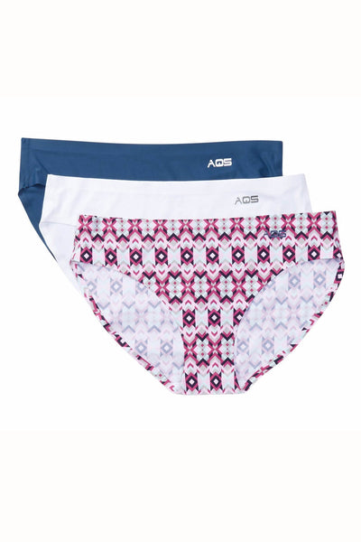 AQS 3Pk Geometric Laser Cut Bikini Brief