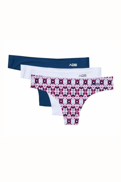 AQS 3Pk Geometric Laser Cut Thong